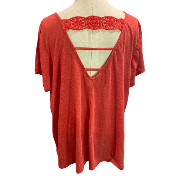 22/24 Cacique Womens Sleep Loungewear Tshirt Top Linen Blend Light Red - Picture 6 of 8